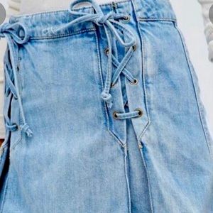 Denim skater skirt with ties Free People